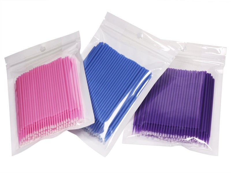 Mini Skater 100 Pcs Eyelash Swabs 1.5 mm Head Diameter Mini Applicators Brushes Eyelashes Extension Individual Lash Glue Remover Tools for Makeup Personal Care Dental Oral Using (Purple (Small)) - Image 3